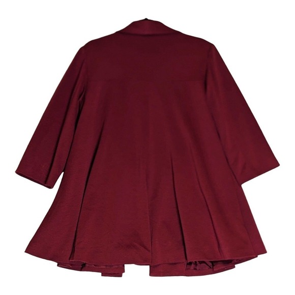 New Spiegel Ponte Knit Cape Blazer 10 Maroon Stretch One Button Closure Swing - Picture 2 of 9